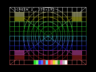 SCREEN 2 の格子と同心円(openMSX)